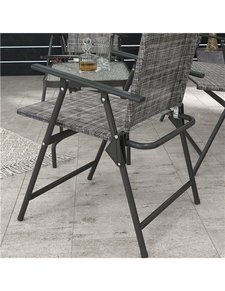 Outsunny 4 Pcs Patio Furniture Set w/ Breathable Mesh Fabric Seat, Backrest, Garden Set w/ Foldable Armchairs, Loveseat, Glass T - pic 35399 | FastDaddyshop