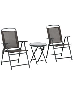 Outsunny 3 Pcs Garden Table and Chairs Bistro Set, Brown 84G-282V00BN