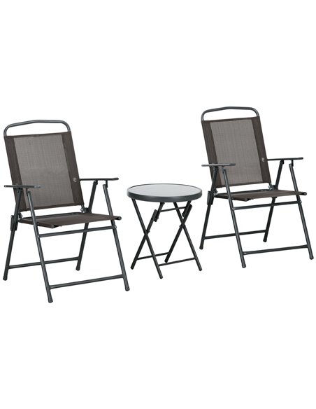 Outsunny 3 Pcs Garden Table and Chairs Bistro Set, Brown 84G-282V00BN - pic 35400 | FastDaddyshop