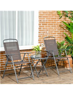 Outsunny 3 Pcs Garden Table and Chairs Bistro Set, Brown 84G-282V00BN 2