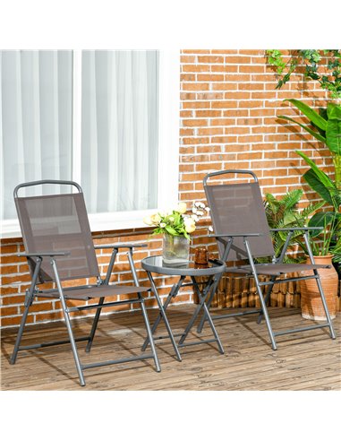 Outsunny 3 Pcs Garden Table and Chairs Bistro Set, Brown 84G-282V00BN