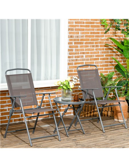 Outsunny 3 Pcs Garden Table and Chairs Bistro Set, Brown 84G-282V00BN - pic 35401 | FastDaddyshop