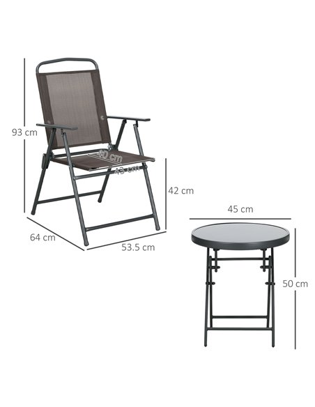 Outsunny 3 Pcs Garden Table and Chairs Bistro Set, Brown 84G-282V00BN - pic 35402 | FastDaddyshop