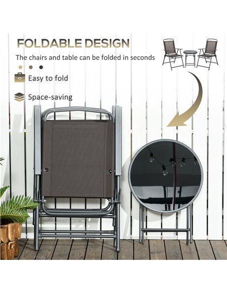 Outsunny 3 Pcs Garden Table and Chairs Bistro Set, Brown 84G-282V00BN - pic 35403 | FastDaddyshop