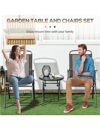 Outsunny 3 Pcs Garden Table and Chairs Bistro Set, Brown 84G-282V00BN