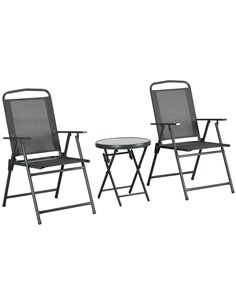 Outsunny 3 Pcs Garden Table and Chairs Bistro Set, Dark Grey 84G-282V00CG