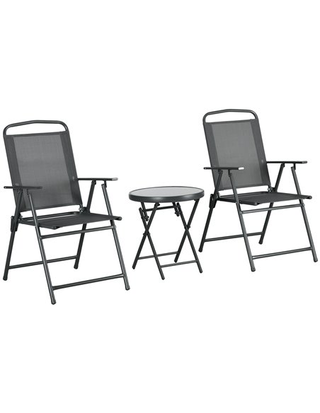 Outsunny 3 Pcs Garden Table and Chairs Bistro Set, Dark Grey 84G-282V00CG - pic 35409 | FastDaddyshop