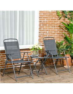 Outsunny 3 Pcs Garden Table and Chairs Bistro Set, Dark Grey 84G-282V00CG 2