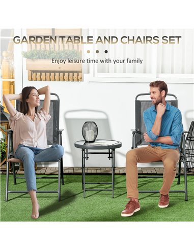 Outsunny 3 Pcs Garden Table and Chairs Bistro Set, Dark Grey 84G-282V00CG