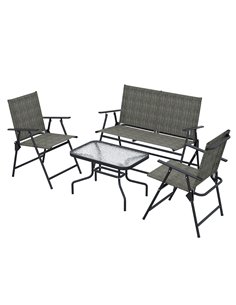 Outsunny 4 Pcs Patio Furniture Set, Dark Grey & Mixed Brown 84G-273V00BN