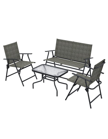 Outsunny 4 Pcs Patio Furniture Set, Dark Grey & Mixed Brown 84G-273V00BN - pic 35418 | FastDaddyshop