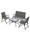 Outsunny 4 Pcs Patio Furniture Set, Dark Grey & Mixed Brown 84G-273V00BN