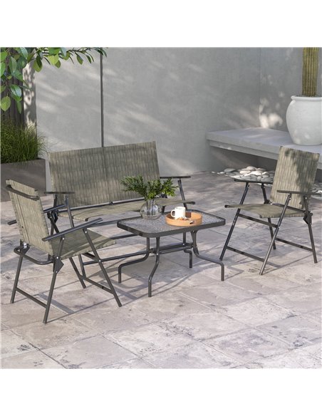 Outsunny 4 Pcs Patio Furniture Set, Dark Grey & Mixed Brown 84G-273V00BN - pic 35419 | FastDaddyshop