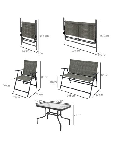 Outsunny 4 Pcs Patio Furniture Set, Dark Grey & Mixed Brown 84G-273V00BN