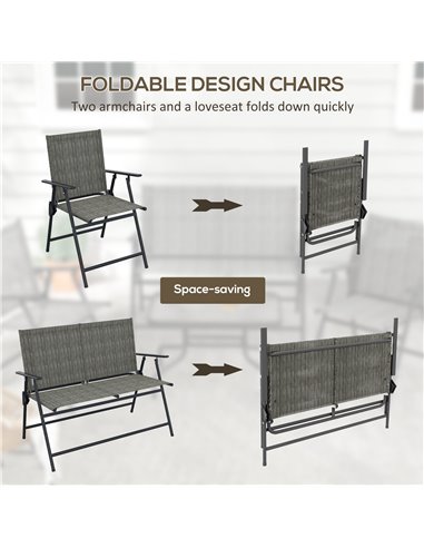 Outsunny 4 Pcs Patio Furniture Set, Dark Grey & Mixed Brown 84G-273V00BN