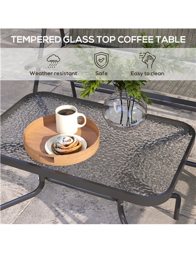 Outsunny 4 Pcs Patio Furniture Set, Dark Grey & Mixed Brown 84G-273V00BN