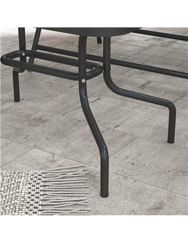 Outsunny 4 Pcs Patio Furniture Set w/ Breathable Mesh Fabric Seat, Backrest, Garden Set w/ Foldable Armchairs, Loveseat, Glass T