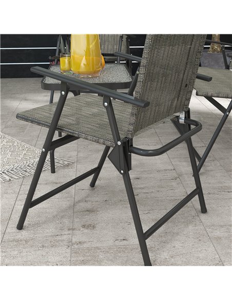 Outsunny 4 Pcs Patio Furniture Set w/ Breathable Mesh Fabric Seat, Backrest, Garden Set w/ Foldable Armchairs, Loveseat, Glass T - pic 35426 | FastDaddyshop