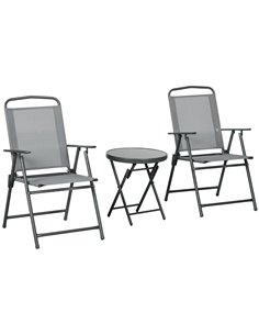 Outsunny 3 Pcs Garden Table and Chairs Bistro Set, Light Grey 84G-282V00LG