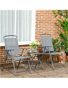Outsunny 3 Pcs Garden Table and Chairs Bistro Set, Light Grey 84G-282V00LG 2