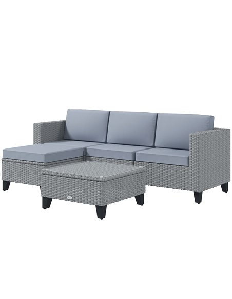 Outsunny 5-Piece Rattan Patio Furniture Set, Grey 860-319V70GY - pic 35436 | FastDaddyshop