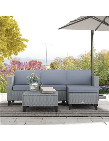 Outsunny 5-Piece Rattan Patio Furniture Set, Grey 860-319V70GY