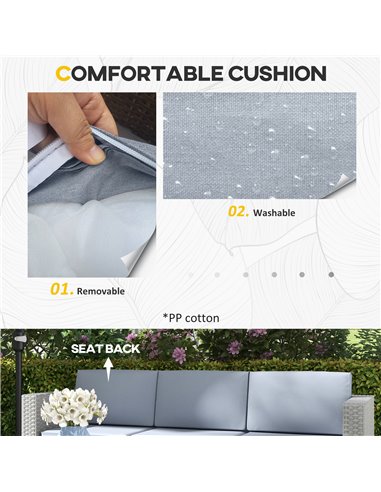Outsunny 5-Piece Rattan Patio Furniture Set with Corner Sofa, Footstools, Coffee Table, for Poolside, Grey 860-319V70GY