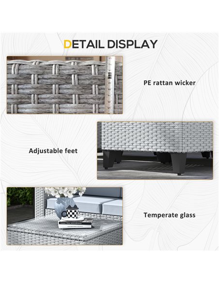 Outsunny 5-Piece Rattan Patio Furniture Set with Corner Sofa, Footstools, Coffee Table, for Poolside, Grey 860-319V70GY - pic 35443 | FastDaddyshop