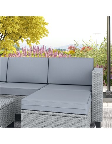 Outsunny 5-Piece Rattan Patio Furniture Set with Corner Sofa, Footstools, Coffee Table, for Poolside, Grey 860-319V70GY
