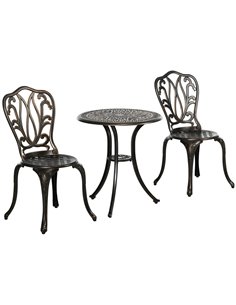 Outsunny 3 Piece Garden Aluminium Bistro Set, Bronze Tone 84G-335V00BN