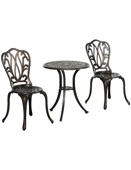 Outsunny 3 Piece Garden Aluminium Bistro Set, Bronze Tone 84G-335V00BN - pic 35463 | FastDaddyshop