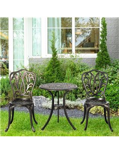 Outsunny 3 Piece Garden Aluminium Bistro Set, Bronze Tone 84G-335V00BN 2