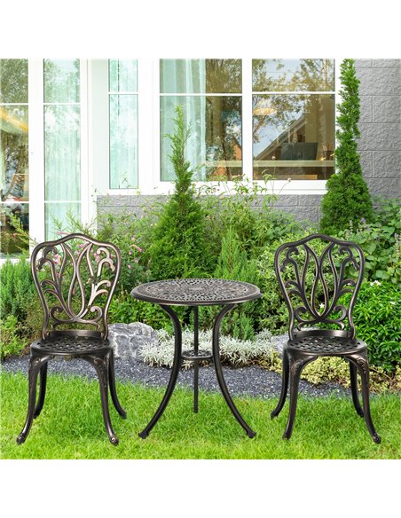 Outsunny 3 Piece Garden Aluminium Bistro Set, Bronze Tone 84G-335V00BN - pic 35464 | FastDaddyshop