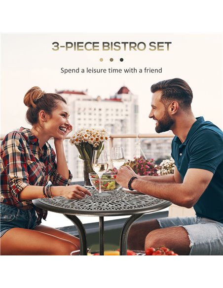 Outsunny 3 Piece Garden Aluminium Bistro Set, Bronze Tone 84G-335V00BN - pic 35466 | FastDaddyshop