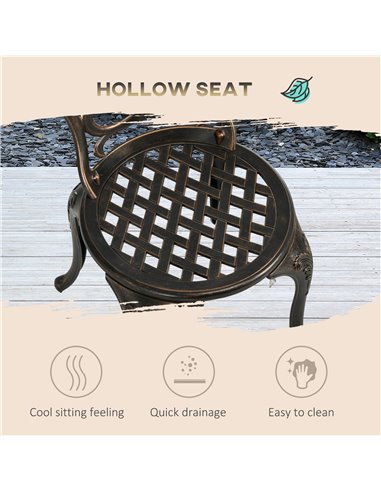 Outsunny 3 Piece Garden Bistro Set Aluminium Outdoor Furniture Set for 2 Patio Chairs and Table with Umbrella Hole Bronze Tone 8