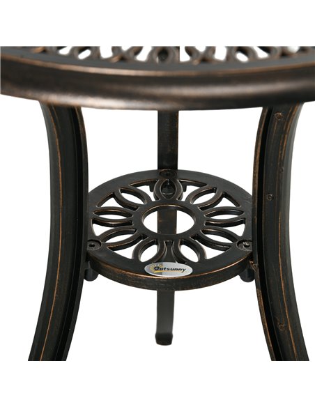 Outsunny 3 Piece Garden Bistro Set Aluminium Outdoor Furniture Set for 2 Patio Chairs and Table with Umbrella Hole Bronze Tone 8 - pic 35470 | FastDaddyshop