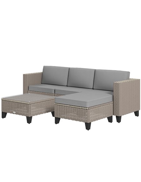 Outsunny 5-Piece Rattan Patio Furniture Set, Brown & Grey 860-319V70BN - pic 35472 | FastDaddyshop