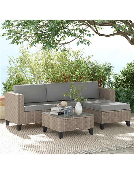 Outsunny 5-Piece Rattan Patio Furniture Set, Brown & Grey 860-319V70BN - pic 35473 | FastDaddyshop