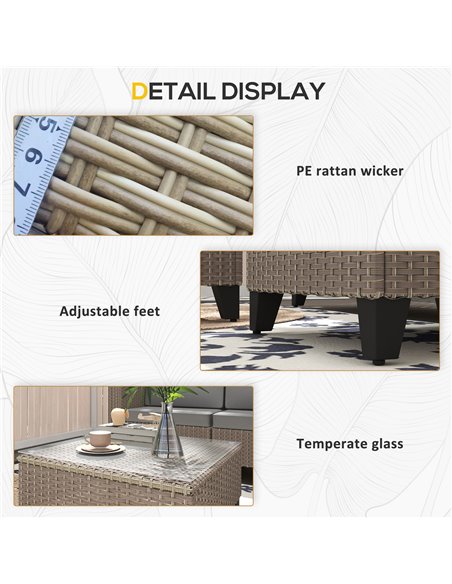 Outsunny 5-Piece Rattan Patio Furniture Set with Corner Sofa, Footstools, Coffee Table, for Poolside, Brown 860-319V70BN - pic 35479 | FastDaddyshop