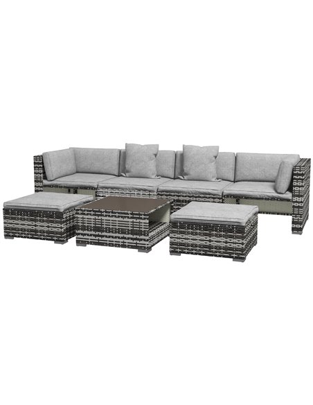 Outsunny 7-Piece Rattan Patio Furniture Set with Sofa, Mixed Grey 860-318V70LG - pic 35481 | FastDaddyshop