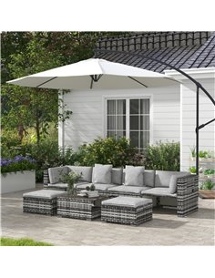 Outsunny 7-Piece Rattan Patio Furniture Set with Sofa, Mixed Grey 860-318V70LG 2