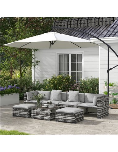 Outsunny 7-Piece Rattan Patio Furniture Set with Sofa, Mixed Grey 860-318V70LG