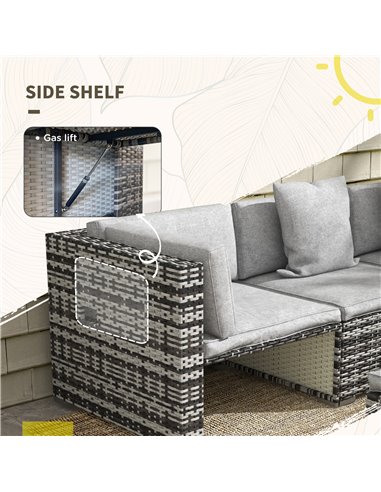 Outsunny 7-Piece Rattan Patio Furniture Set with Sofa, Mixed Grey 860-318V70LG