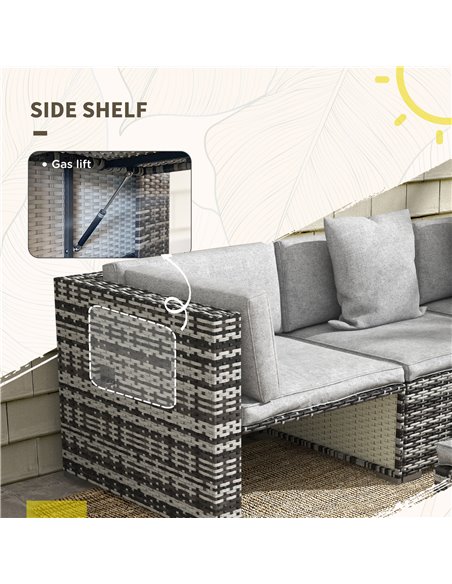 Outsunny 7-Piece Rattan Patio Furniture Set with Sofa, Mixed Grey 860-318V70LG - pic 35484 | FastDaddyshop