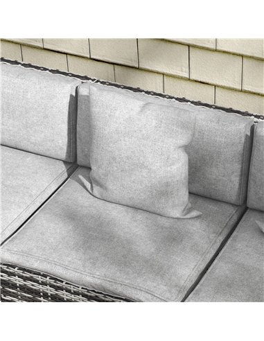Outsunny 7-Piece Rattan Patio Furniture Set with Sofa, Footstools, Coffee Table, Side Shelves, Cushions, Pillows, Mixed Grey 860