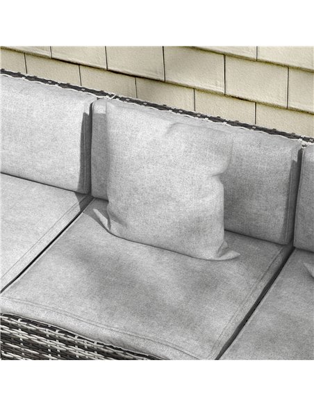 Outsunny 7-Piece Rattan Patio Furniture Set with Sofa, Footstools, Coffee Table, Side Shelves, Cushions, Pillows, Mixed Grey 860 - pic 35489 | FastDaddyshop