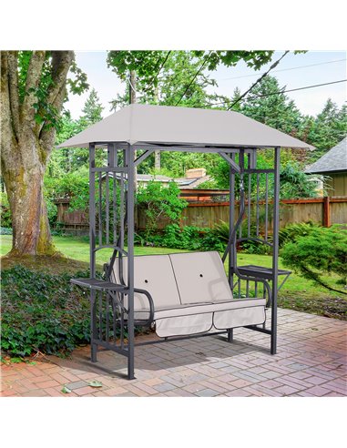 Outsunny Outdoor Garden 2 Seater Canopy Swing Chair, Beige 84A-020