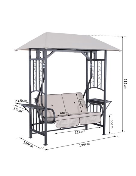 Outsunny Outdoor Garden 2 Seater Canopy Swing Chair, Beige 84A-020 - pic 35501 | FastDaddyshop