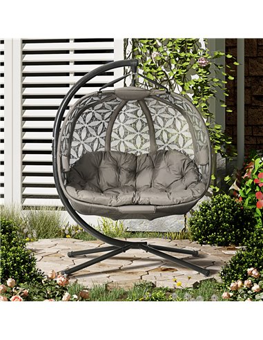 Outsunny Outdoor Double Hanging Chair, Swing Chair, Sand Brown 84A-266V70SD