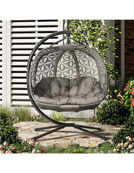 Outsunny Outdoor Double Hanging Chair, Swing Chair, Sand Brown 84A-266V70SD - pic 35590 | FastDaddyshop